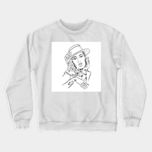 Fashion illustration Girl Flower Hat Crewneck Sweatshirt